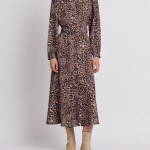 Forel Midi Σεμιζιέ Φόρεμα Καφέ Animal Print