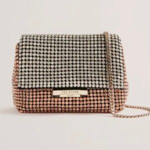 Ted Baker Gliters Crystal Mini Crossbody Τσαντάκι Ροζ Χρυσό/Ασημί