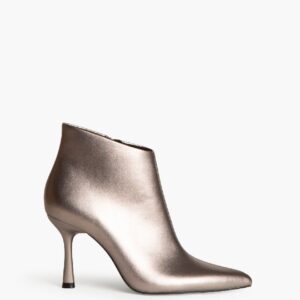 Corina Eco Leather Ασημί Μυτερό Μποτάκι