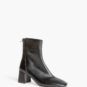 Corina Eco Leather Μαύρο Μποτάκι με τετραγωνο χαμηλό τακούνι