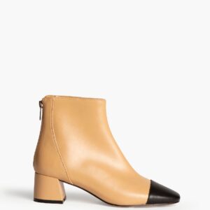Corina Eco Leather Μπεζ Μποτάκι με τετράγωνο χαμηλό τακούνι
