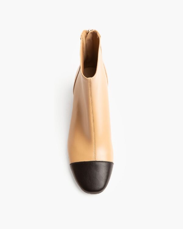 Corina Eco Leather Μπεζ Μποτάκι με τετράγωνο χαμηλό τακούνι - Image 5