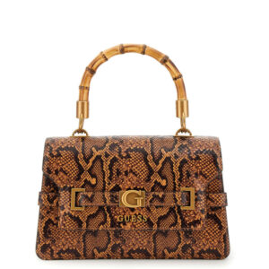 Guess Μίνι Tσάντα Xειρός Sibel Python Print Kαφέ