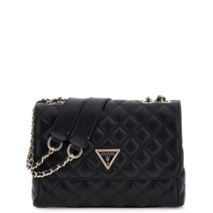 Guess Giully Convertible Flap Black Γυναικεία Mαύρη Τσάντα Ώμου