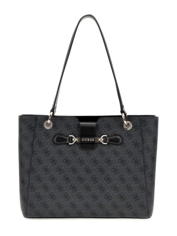 Guess Τσάντα Shopper Nolana με 4g Γκρί με Μαύρο Λογότυπο