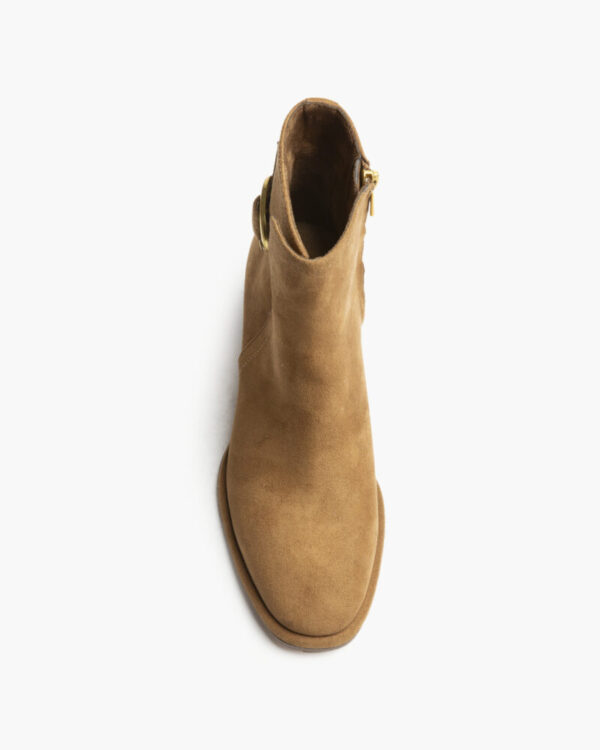 Corina Eco Leather Μπεζ Κάμελ Μποτάκι με τετράγωνο ξύλινο τακούνι - Image 4