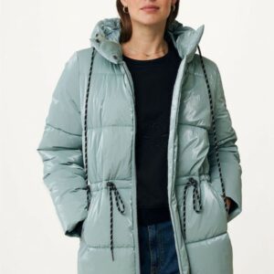 Mexx Κοντό Γυναικείο Μπουφάν για Χειμώνα Ice Blue