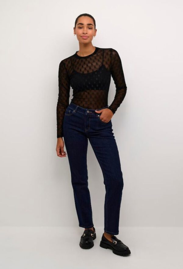 Kaffe Γυναικεία Μπλούζα KAmina Ημιδιάφανη Slim Fit Μαύρη - Image 4