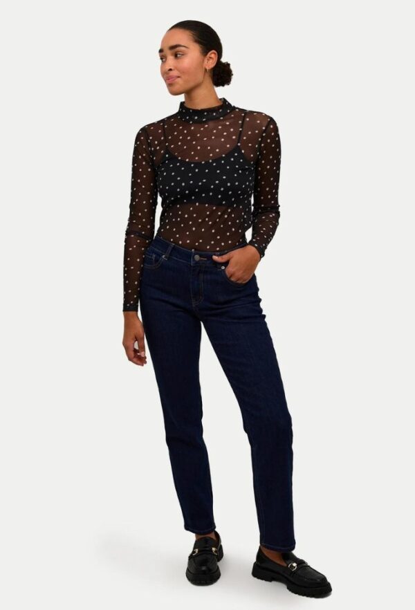 Kaffe Γυναικείo Μπλουζάκι Johanne Μαύρο Πουά Slim Fit - Image 2