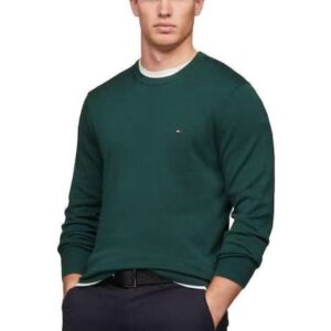 Tommy Hilfiger Ανδρικό Πράσινο Πουλόβερ με Λαιμόκοψη