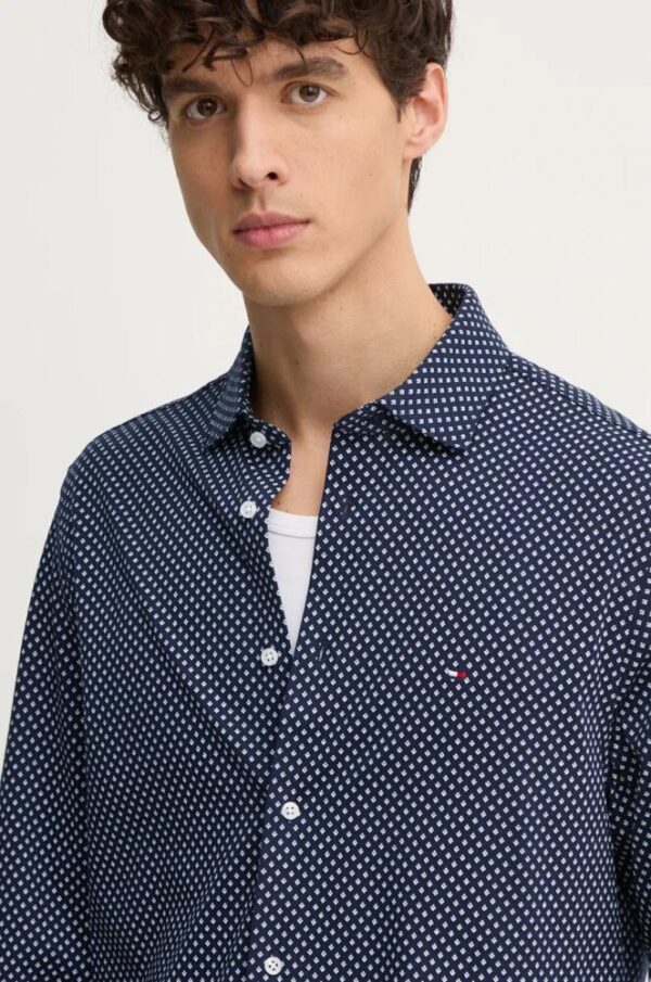 Tommy Hilfiger Aνδρικό  Slim Fit Μπλε Εμπριμέ Πουκάμισο - Image 4