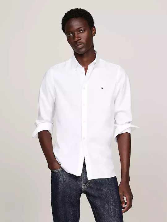 Tommy Hilfiger Aνδρικό Πουκάμισο Λευκό Πουκάμισο SLIM με τεχνολογία TH FLEX