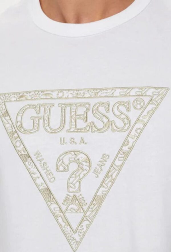 Guess Triangle Ανδρική Μπλούζα Μακρυμάνικη Λευκή - Image 3
