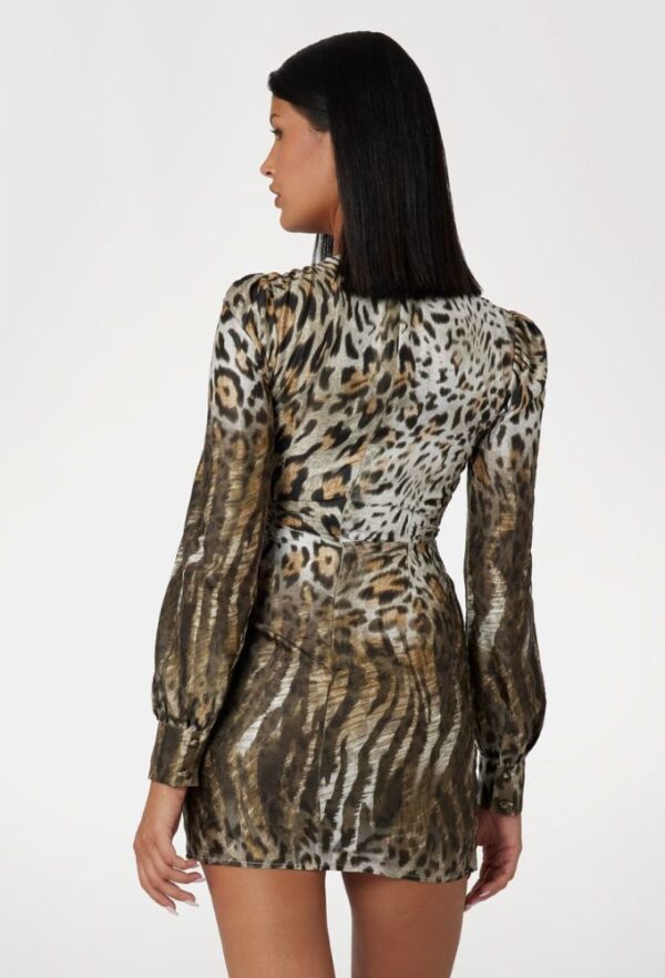 Guess Μίνι Φόρεμα με Αnimal Print Καφέ - Image 2