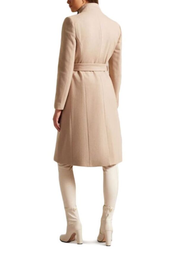 Ted Baker Μάλλινο Γυναικείο Camel Παλτό με Ζώνη - Image 2