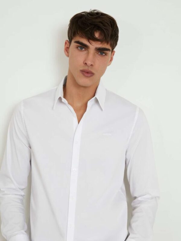 Guess Ανδρικό Slim Fit Λευκό Πουκάμισο - Image 5