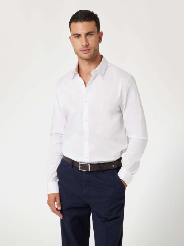 Guess Ανδρικό Slim Fit Λευκό Πουκάμισο
