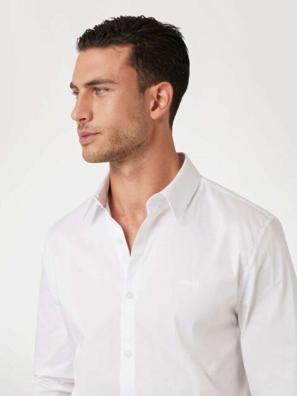 Guess Ανδρικό Slim Fit Λευκό Πουκάμισο - Image 4