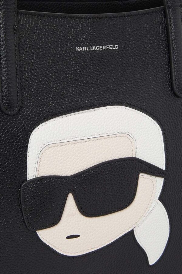 Karl Lagerfeld Μαύρη Δερμάτινη Τσάντα ώμου - Image 2