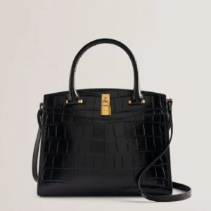 Ted Baker Myfair Τσάντα Χειρός Μαύρη Κροκό
