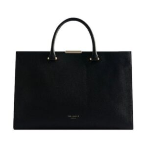 Ted Baker Δερμάτινη Γυναικεία Τσάντα Tote Χειρός Μαύρη