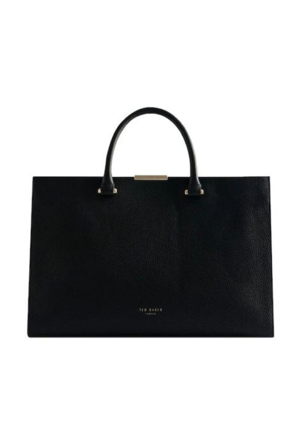 Ted Baker Δερμάτινη Γυναικεία Τσάντα Tote Χειρός Μαύρη