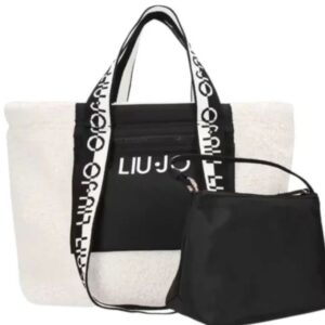 Liu Jo Γυναικεία Τσάντα Ώμου Shopper Εκρού με Γούνα