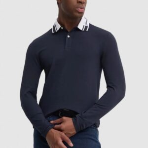Guess Ανδρική Μπλούζα Polo Μακρυμάνικη Μπλέ Σκούρο