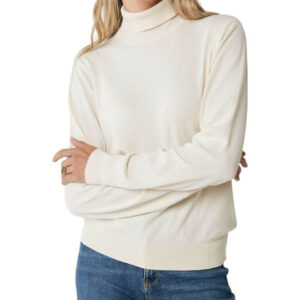 Mexx Γυναικείο Πουλόβερ Ζιβάγκο Pearl White