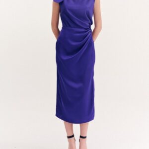 Forel Φόρεμα Στενό Satin Midi Μελάνι