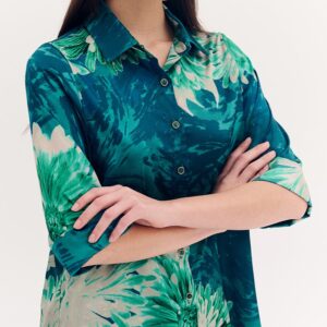 Forel Πουκάμισο Floral Satin Πράσινο