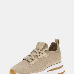 Guess Sneakers Πλεκτό Running Esti Μπεζ Χρυσό
