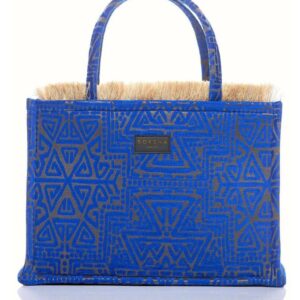 Sorena Handmade Poliaigos Τσάντα Tote Χειρός Μεγάλη Μπλέ