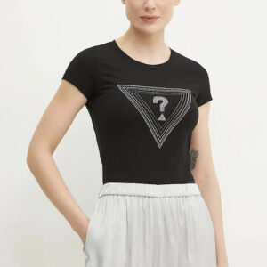 Guess Ss Triangle Γυναικείο T-shirt Mαύρη