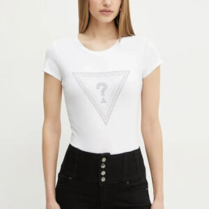 Guess Ss Triangle Γυναικείο T-shirt Λευκή
