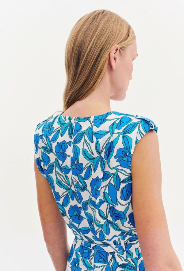 Forel Φόρεμα Floral Midi Λευκό-Γαλάζιο - Image 4
