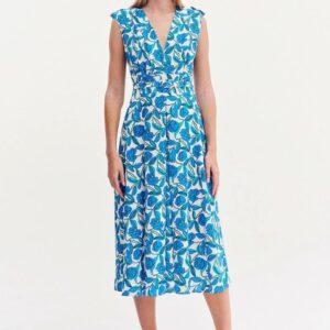 Forel Φόρεμα Floral Midi Λευκό-Γαλάζιο