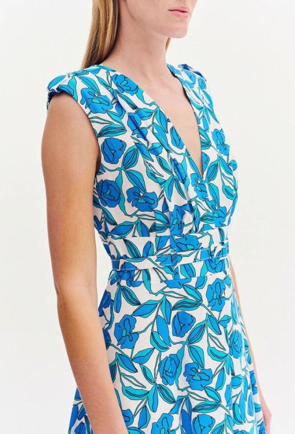 Forel Φόρεμα Floral Midi Λευκό-Γαλάζιο - Image 3