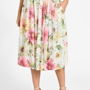 Guess Φούστα με Πιέτες και Floral Tύπωμα