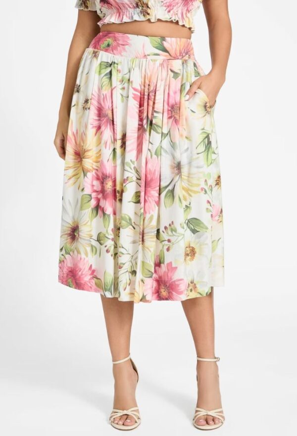 Guess Φούστα με Πιέτες και Floral Tύπωμα