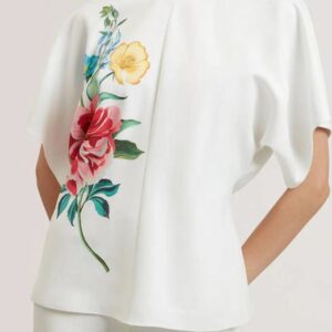 Ted Baker Γυναικεία Μπλούζα Κοντομάνικη Floral White
