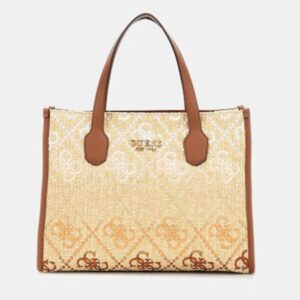 Guess Silvana 2 Ψάθινη Γυναικεία Τσάντα Tote Χειρός Mπεζ