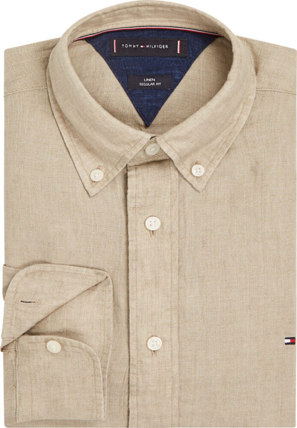 Tommy Hilfiger Μακρυμάνικo Μπεζ Λινό Πουκάμισο - Image 4