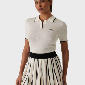 Guess Γυναικεία Polo Μπλούζα Ecru