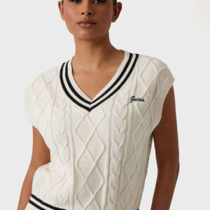 Γυναικείες Μπλούζες Guess Γυναικείο Πουλόβερ με V Λαιμόκοψη Ecru