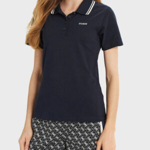 Guess Γυναικεία Polo Μπλούζα Κοντομάνικη Μπλε