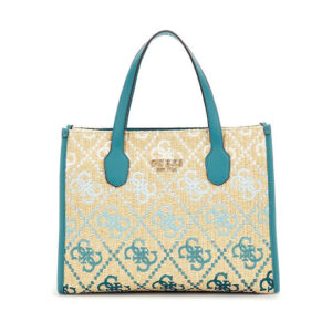 Guess Silvana 2 Ψάθινη Γυναικεία Τσάντα Tote Χειρός Γαλάζια