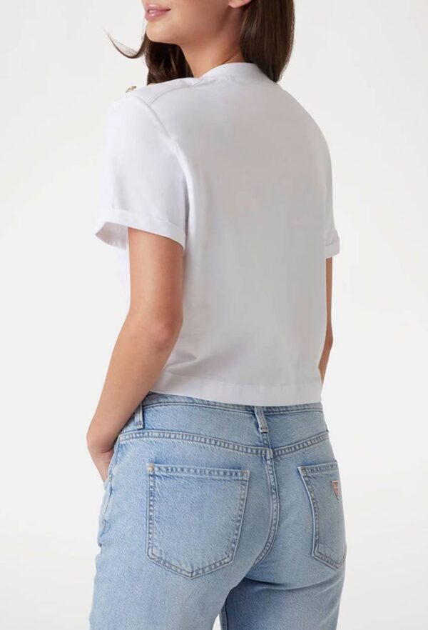 Guess Γυναικείο Crop T-shirt Λευκό - Image 2
