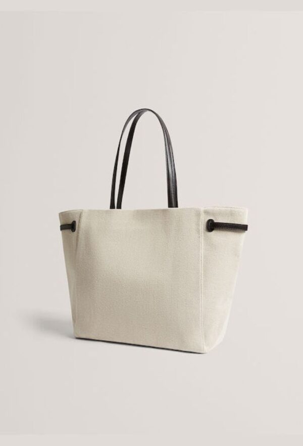 Ted Baker Large Δερμάτινη Γυναικεία Τσάντα Tote Χειρός Εκρού - Image 2