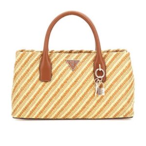 Guess Raffia Ψάθινη Γυναικεία Τσάντα Χειρός Μπεζ